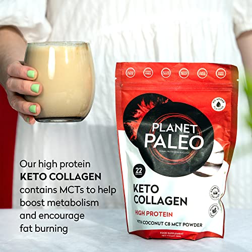 Planet Paleo Keto Collagen Powder (220g, 22 Servings) - Grass-Fed, High Protein Planet Paleo