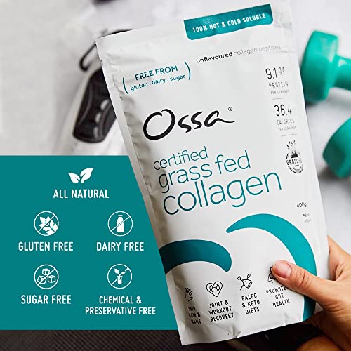 Ossa Certified Grassfed Collagen Peptides Powder-Supplement for Joint, Gut, Hair, Skin & Nails Ossa