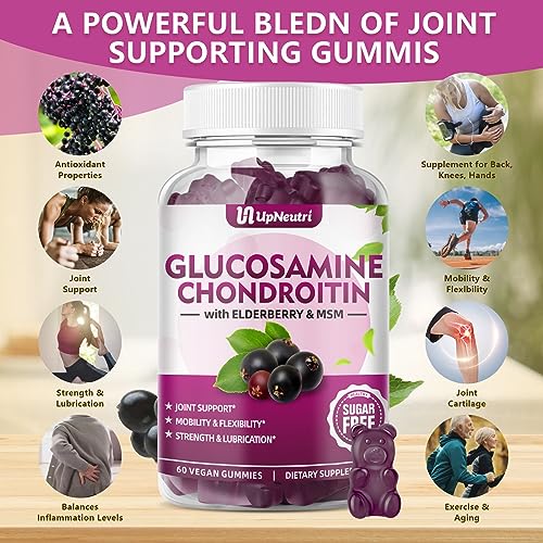 UPNEUTRI Glucosamine Chondroitin Gummies Sugar Free, Extra Strength 1500mg Glucosam UPNEUTRI