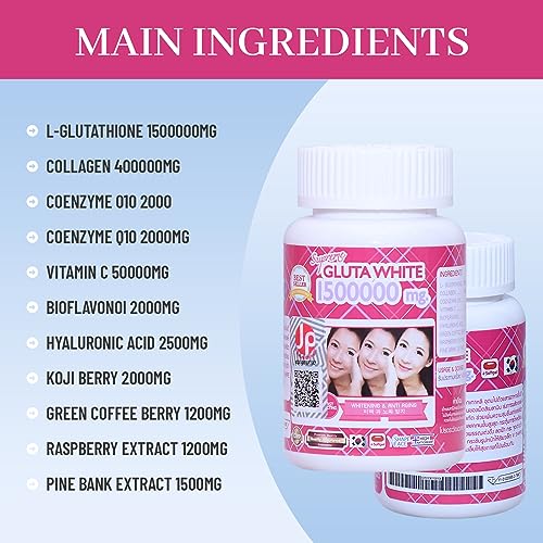 Supreme Gluta White 1500000mg for Skin Lightening, Skin Moisturizer, Collagen Stimulator Healthy Supreme Gluta White