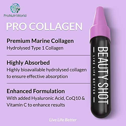 ProNutriWorld Marine Collagen Peptides Shots, Hyaluronic Acid and CoQ10 ProNutriWorld