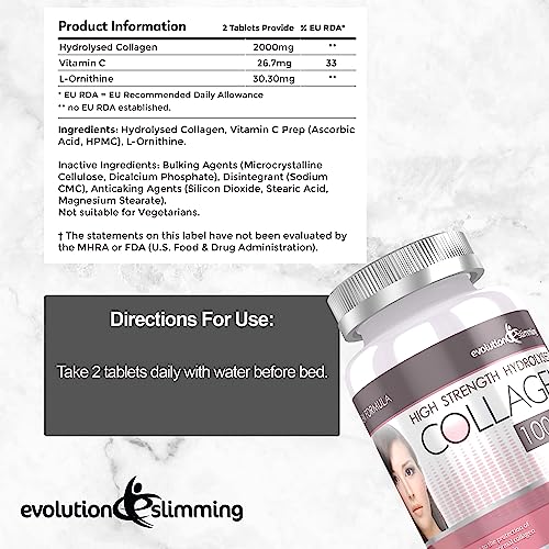 Hydrolysed Collagen High Strength 1,000mg for Hair, Skin & Nails, 60 Tablets, Evolution Slimming Evolution Slimming