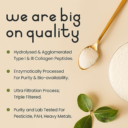 Bovine Collagen Peptides Powder 500g - 50 Servings - 100% Pure, Hydrolysed, Type 1 & 3-19 Amino Acids VitaBright