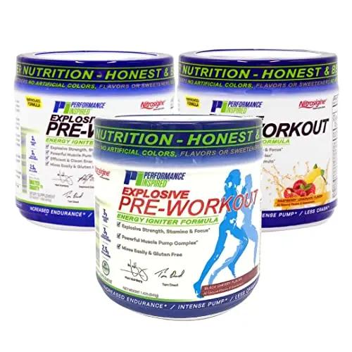 PERFORMANCE INSPIRED Nutrition Pre-Workout Powder - Contains Citrulline - Nitrosigine - Green Tea - All Natural - 1.49 lb - Black Cherry