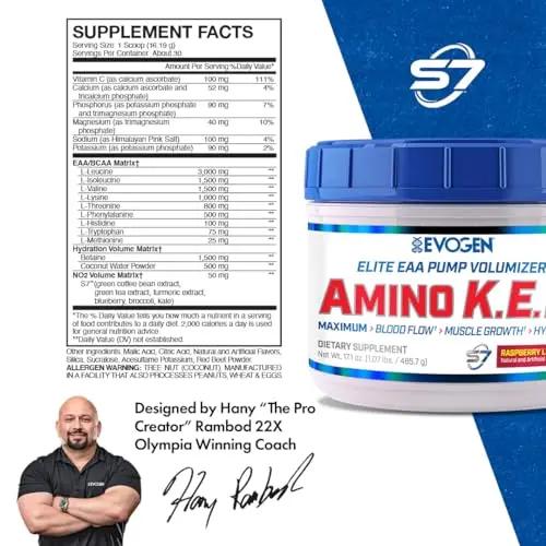 Evogen AminoKEM Sour Candy, Essential Amino Acid, BCAA, Nitric Oxide, Betaine, S7 Evogen