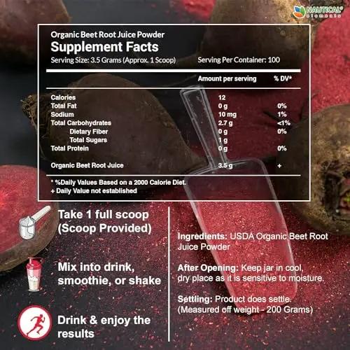 Beet Juice Powder Organic - Cold Pressed - 20:1 Concentrate - Concentrated Beet Root Nautical Elements