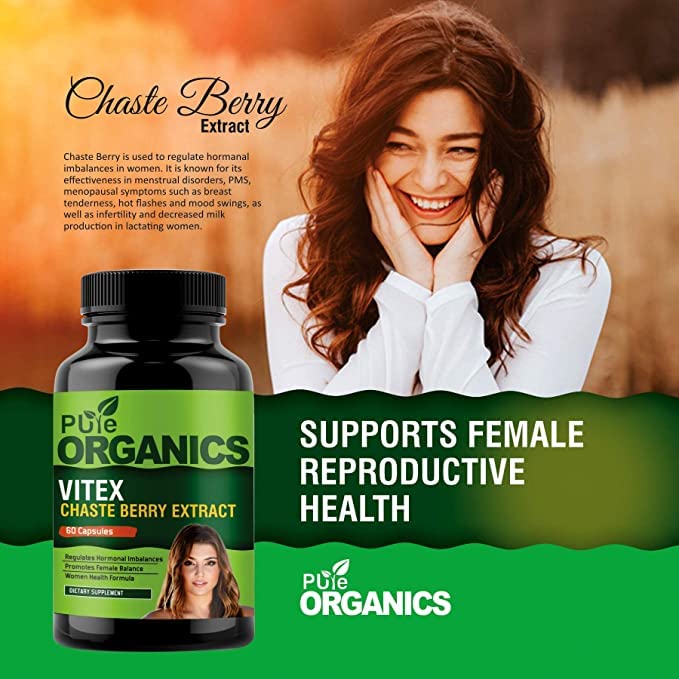 Organic Vitex Chasteberry Extract, Helps Sooth Symptoms of PMS and Menopause, 60 Capsules Oxena