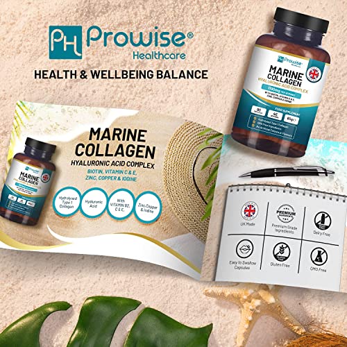 Marine Collagen with Hyaluronic Acid 1100mg | 90 Collagen Capsules High Strength for Women & Men PH PROWISE Healthcare