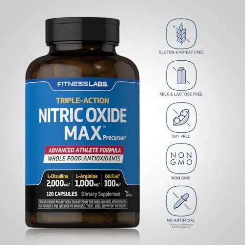 Fitness Labs Nitric Oxide Supplement | 3000mg | 120 Capsules | Nitric Oxide Pre Workout Fitness Labs