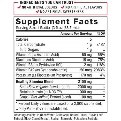 Force Factor Total Beets Superfood Shots for Healthy All-Day Stamina, Energy Drink Alternative with Beet Root Powder, Vitamins, & Antioxidants, Nitric Oxide Energy Shot, Açaí Berry, 3 Fl Oz (6-Pack)