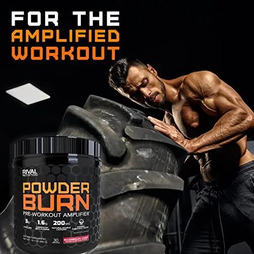 Rivalus Powder Burn - Watermelon Candy, 0.8 Pound - Intense Pre-Workout Energy, Zero Banned Substances, Made in USA.