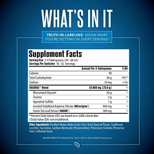 Siren Labs Vaso-VOL Liquid Muscle Pump Volumizer with Agmatine Sulfate - Pre Workout for Men to take Your Workouts to The Next Level with Vascularity and Performance (Mixed Berry)