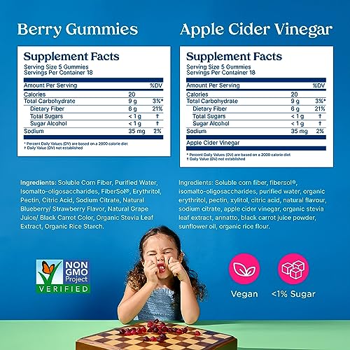 Poop Like a Champion Super Fiber Gummies 6g Fiber - Apple Cider Vinegar & Berries 2 Flavors Poop Like a Champion