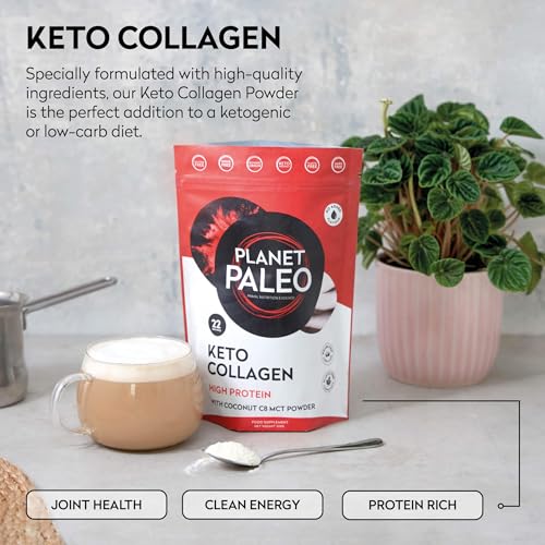 Planet Paleo Keto Collagen Powder (220g, 22 Servings) - Grass-Fed, High Protein Planet Paleo