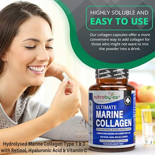 High Strength Marine Collagen with Hyaluronic Acid, Retinol and Vitamin C NUTRABYTES
