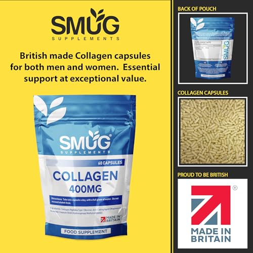 SMUG Supplements Collagen Capsules - 60 High Strength 400mg Pills - Promotes Healthy Skin SMUG Supplements