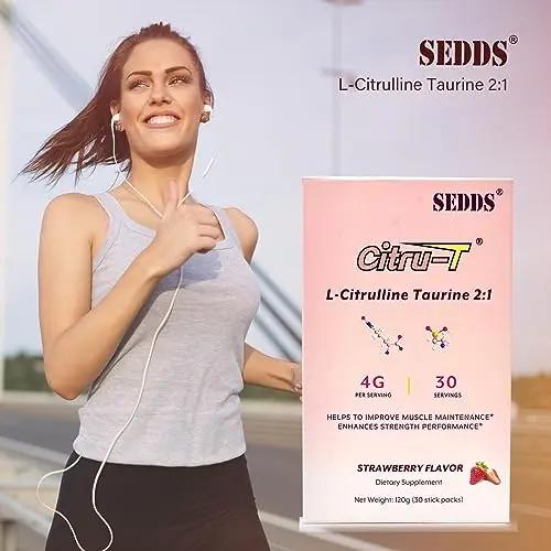 SEDDS L-Citrulline Taurine 2:1, Strawberry-Flavored L Citrulline Powder Citrulline Supplements, Vegan Taurine Powder, Caffeine Free, Gluten Free, 30 Pack