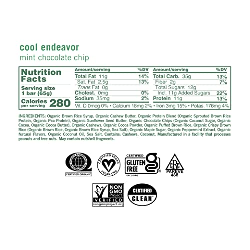 GoMacro MacroBar Organic Vegan Protein Bars - Mint Chocolate Chip, 2.3 Ounce Bars GoMacro