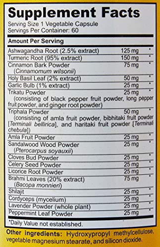 BeShiny Ashwagandha Complex with termeric Cinnamon Basil Leaf Supports a Healthy BeShiny