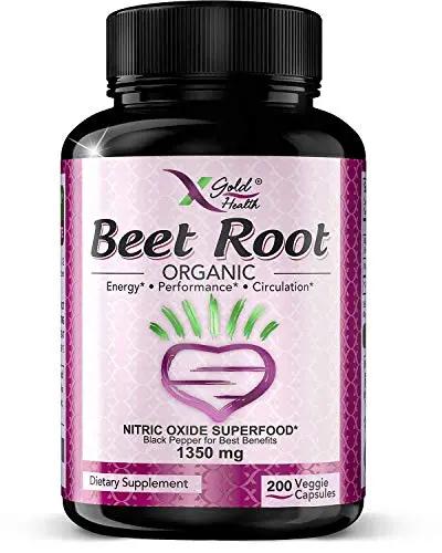 Organic Beet Root Powder 1350mg 200 Veggie caps Superfood Nitric Oxide Strongest
