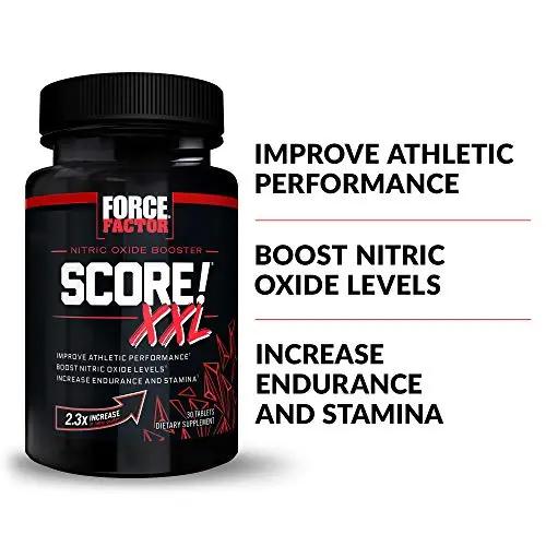 FORCE FACTOR Score! XXL, 3-Pack, Nitric Oxide Booster Supplement for Men with L Force Factor