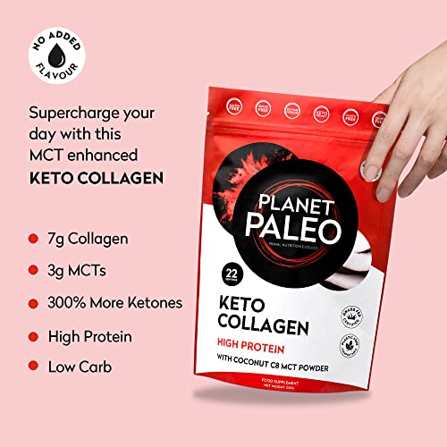 Planet Paleo Keto Collagen Powder (220g, 22 Servings) - Grass-Fed, High Protein Planet Paleo