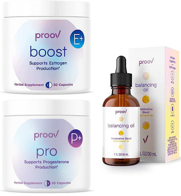 Proov Balancing Oil (Lemon) Plus Pro and Boost Supplements | Support Your Body's Natural Progesterone