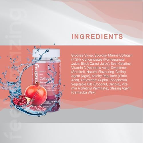 Collagen Gummies with Vitamins A and C, 500mg of Marine Collagen Per Serving, Advanced Skin Support, Feel Amazing