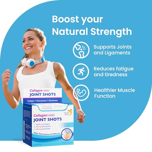 Swedish Nutra Collagen 10000 Joint Shots | High Strength Type 1, 2 & 3 Collagen for Body, Joints & Ligaments Swedish Nutra