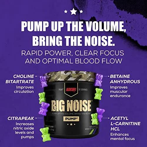 REDCON1 Big Noise Non Stim Preworkout, Sour Gummy Gear - Betaine Anhydrous & Acetyl L REDCON1