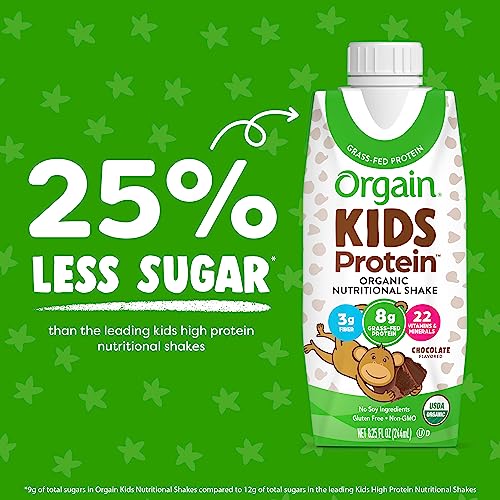Orgain Organic Kids Nutritional Protein Shake, Chocolate - Kids Snacks with 8g Dairy Orgain
