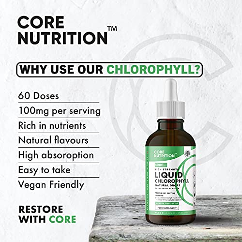 Core Nutrition Liquid Chlorophyll Drops for Water - 2 Fl. Oz for 60 Servings - 2 Month Supply Core Nutrition