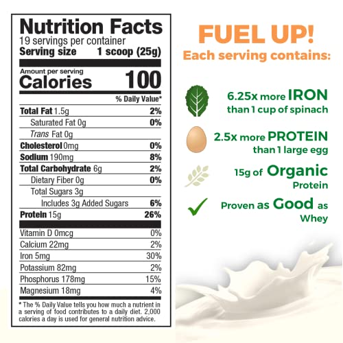 Growing Naturals | Vanilla Raw Pea Powder 15g Plant Protein | 2.8G BCAA, Low-Carb Growing Naturals