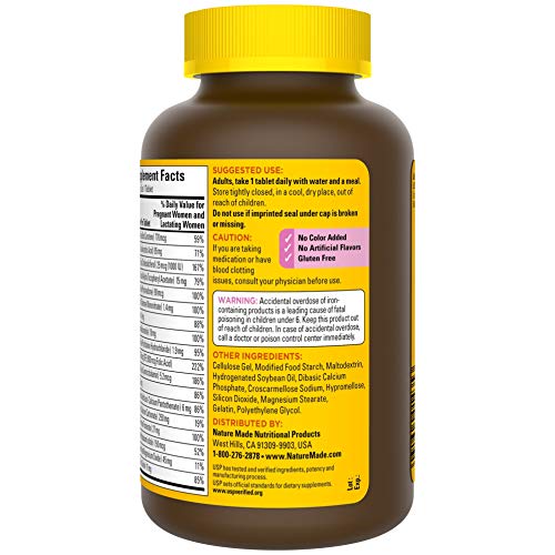 Nature Made Prenatal Multi, 250 Tablets, Folic Acid + 17 Prenatal Vitamins & Minerals