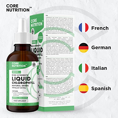 Core Nutrition Liquid Chlorophyll Drops for Water - 2 Fl. Oz for 60 Servings - 2 Month Supply Core Nutrition