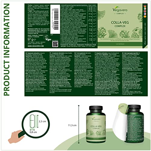 Vegavero Vegan Collagen Supplement | 2000mg | Complex with L-Lysine, L-Proline, Vitamin C (Acerola) & Superfoods Extracts Vegavero