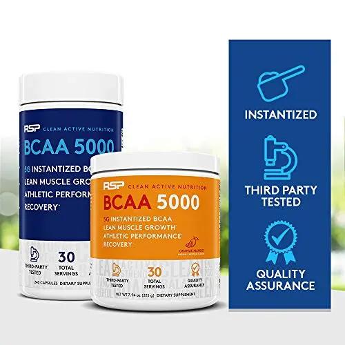 RSP BCAA 5000 (30 Serv), Premium BCAA Capsules for Post Workout Muscle Recovery, Endurance & Energy, 5g of Essential Branched Chain Amino Acids Per Serving (Packaging May Vary)
