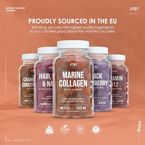 Marine Collagen Gummies - Wild-Caught Marine - Tapioca Based - High Potency Hydrolysed Marine Collagen Gummies ALPHA01