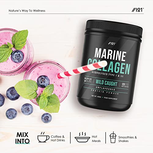 Marine Collagen Powder Supplement - 400g - Wild-Caught Canadian Marine Collagen - Unflavoured - Types 1 & 3 Hydrolysed Collagen ALPHA01