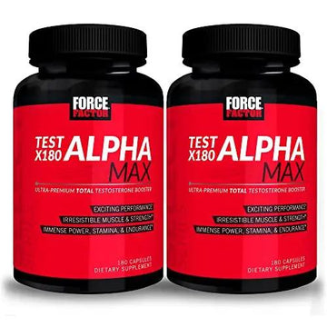 FORCE FACTOR Test X180 Alpha Max, 2-Pack, Total Testosterone and Nitric Oxide Booster