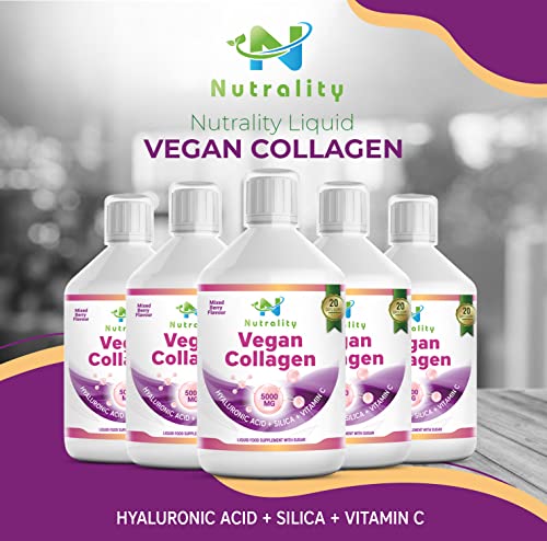 Nutrality Vegan Liquid Collagen | Premium-Grade 5000mg Hydrolyzed Collagen Peptides with Silica, Biotin Nutrality