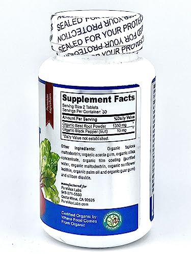 YUMMYVITE Organic Beet Root Powder Tablets - 1350mg with Black Pepper for Faster