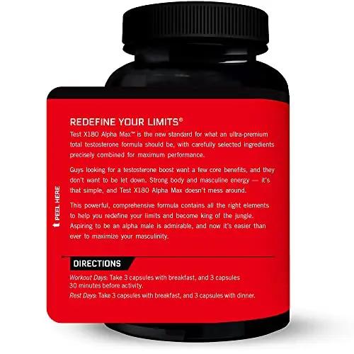FORCE FACTOR Test X180 Alpha Max, 2-Pack, Total Testosterone and Nitric Oxide Booster for Men with Fenugreek Seed & Tribulus to Increase Blood Flow & Improve Male Athletic Performance, 360 Capsules
