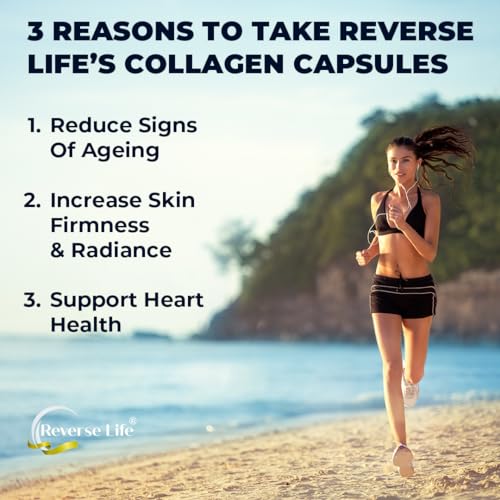 Reverse Life Marine Collagen Capsules 1200mg – with Hyaluronic Acid & Vitamin C + Q10 Reverse Life