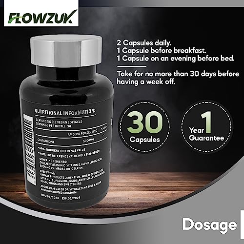 Glutathione Supplements Ultra High Strength 60 Easy to Swallow softgels with Added Vitamin C and Collagen FLOWZUK