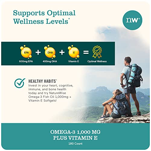NatureWise High-Potency 1000mg Omega 3 with 600mg EPA, 400mg DHA, & Vitamin E NatureWise