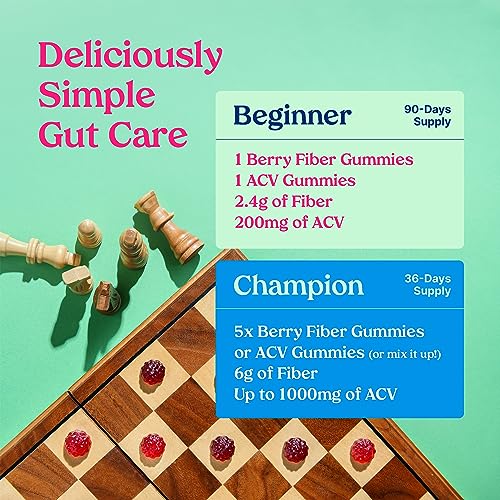 Poop Like a Champion Super Fiber Gummies 6g Fiber - Apple Cider Vinegar & Berries 2 Flavors Poop Like a Champion