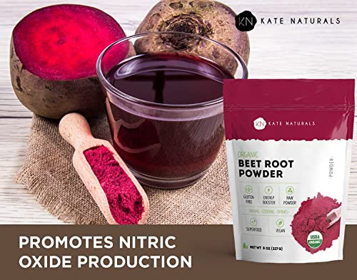 Kate Naturals Beet Root Powder for Baking & Smoothies (8oz) USDA Organic Beetroot Powder Kate Naturals