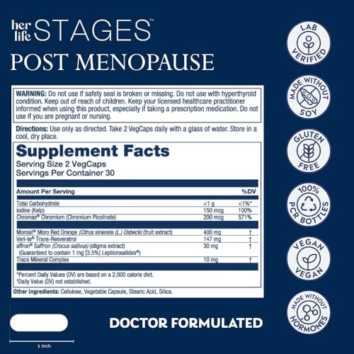 Solaray Postmenopause her Life Stages - Post Menopause Supplements for Women with Resveratrol