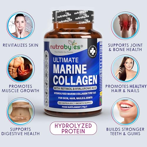 High Strength Marine Collagen with Hyaluronic Acid, Retinol and Vitamin C NUTRABYTES